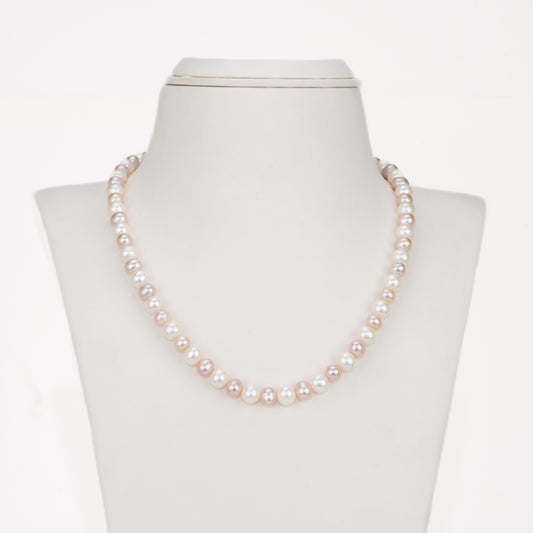 7.0-8.0mm Multicolor Near Round Freshwater Pearl Necklace Set- AA Quality