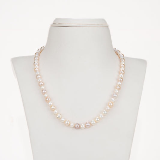 7.0-8.0mm Multicolor Near Round Freshwater Pearl Necklace Set- AA Quality