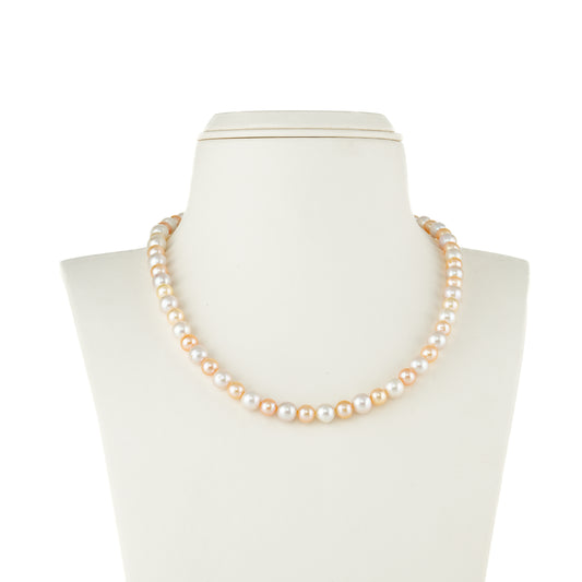 7.0-8.0mm Multicolor Near Round Freshwater Pearl Necklace Set- AA Quality