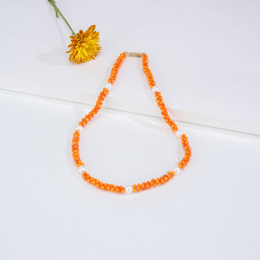 Orange Multoclor Beads Necklace