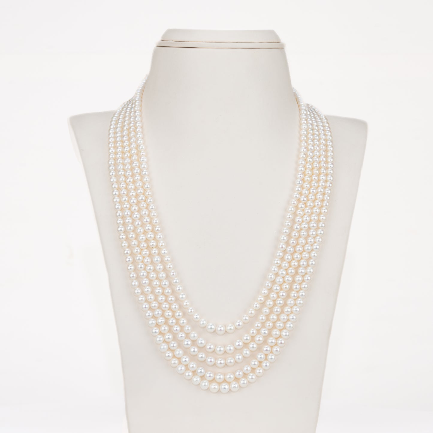 4.0-5.0mm White Near Round Freshwater Pearl Necklace Set - AA Quality