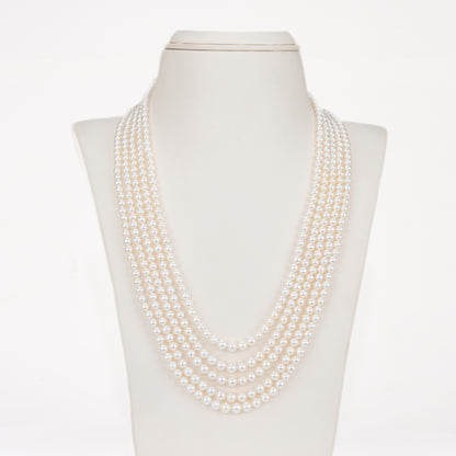 4.0-5.0mm White Near Round Freshwater Pearl Necklace Set - AA Quality