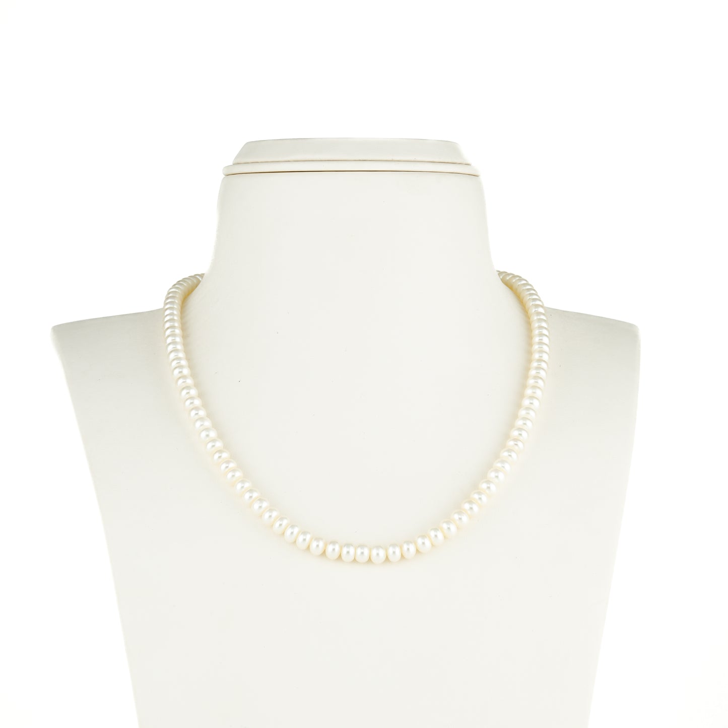 5.0-6.0mm White Button Freshwater Pearl Necklace Set - AA Quality