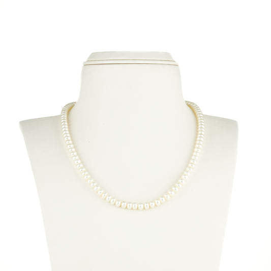 5.0-6.0mm White Button Freshwater Pearl Necklace Set - AA Quality