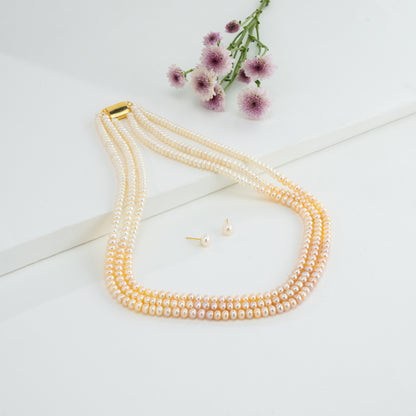 3.0-4.0mm Rainbow Freshwater Pearl Necklace Set - AA Quality