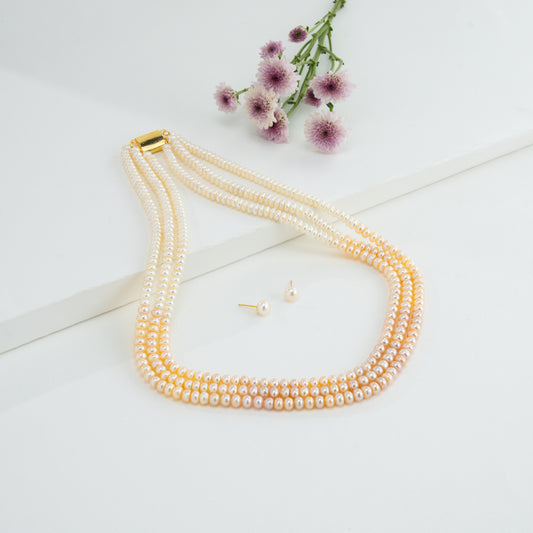 3.0-4.0mm Rainbow Freshwater Pearl Necklace Set - AA Quality