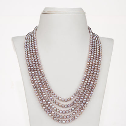 5.0-6.0mm Pink Near Round Freshwater Pearl necklace Set -AA Quality