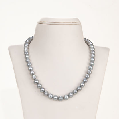 9.0-10-0mm Grey Near Round Freshwater Pearl Necklace Set - AA Quality