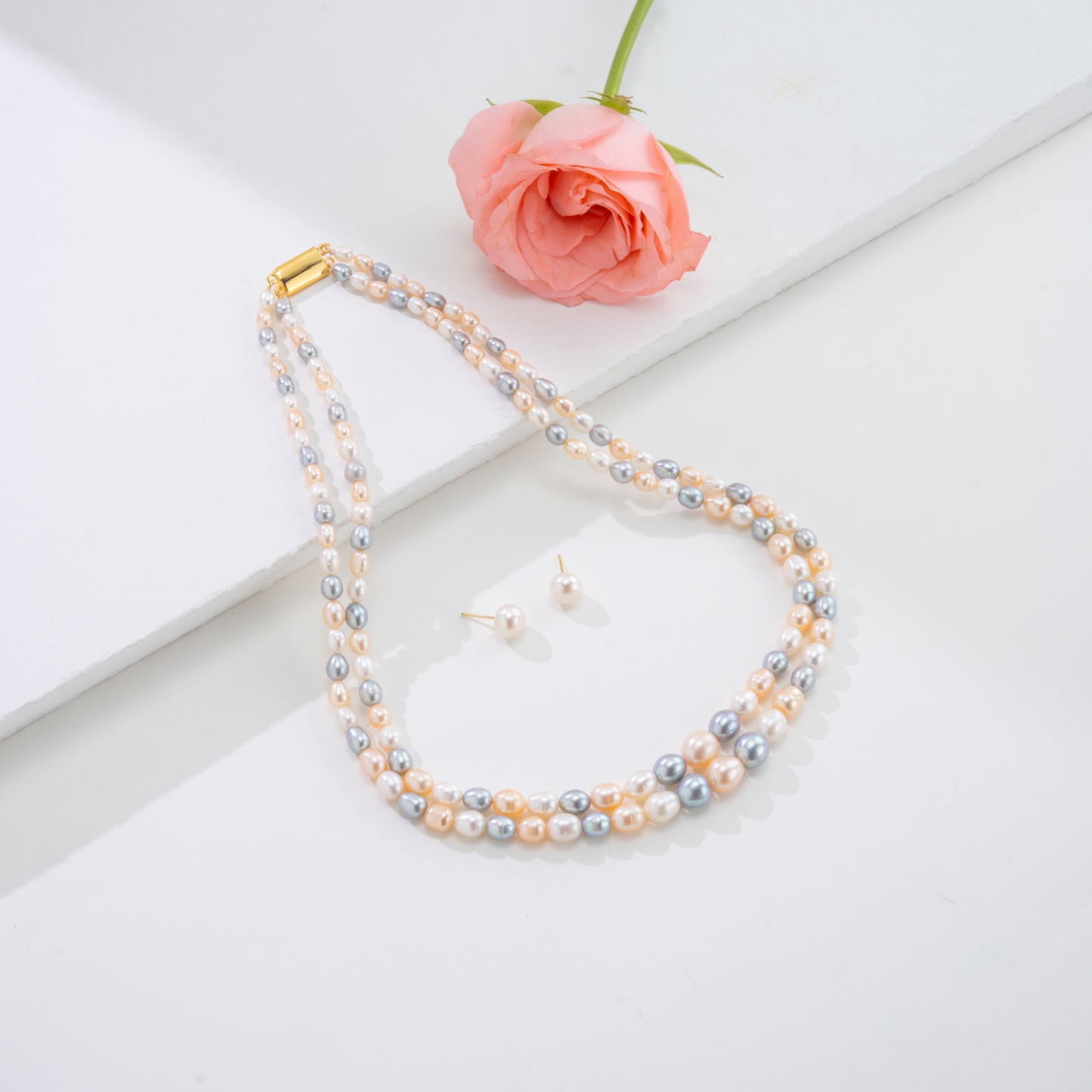 Grading Multicolor Drop Freshwater Pearl Necklace Set - AA Quality