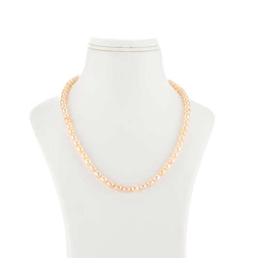 7.0-8.0mm Pink Drop Freshwater Pearl Necklace Set - AA Quality