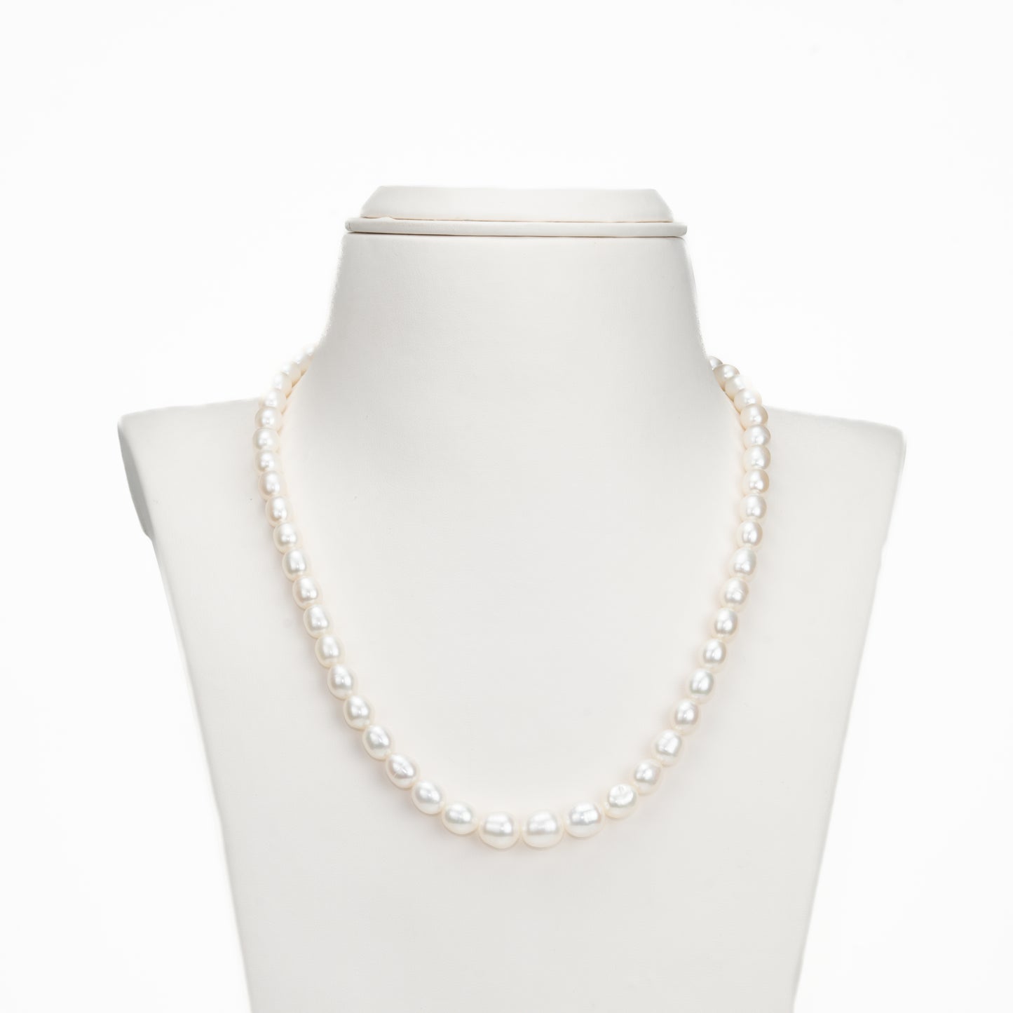 9.0-10.0mm White Drop Freshwater Pearl Necklace Set - AA Quality