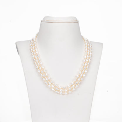 7.0-8.0mm White Fancy Freshwater Pearl Necklace Set - AA Quality