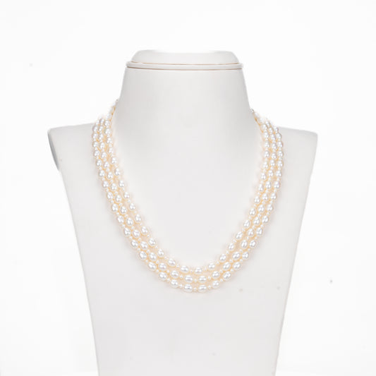 7.0-8.0mm White Fancy Freshwater Pearl Necklace Set - AA Quality