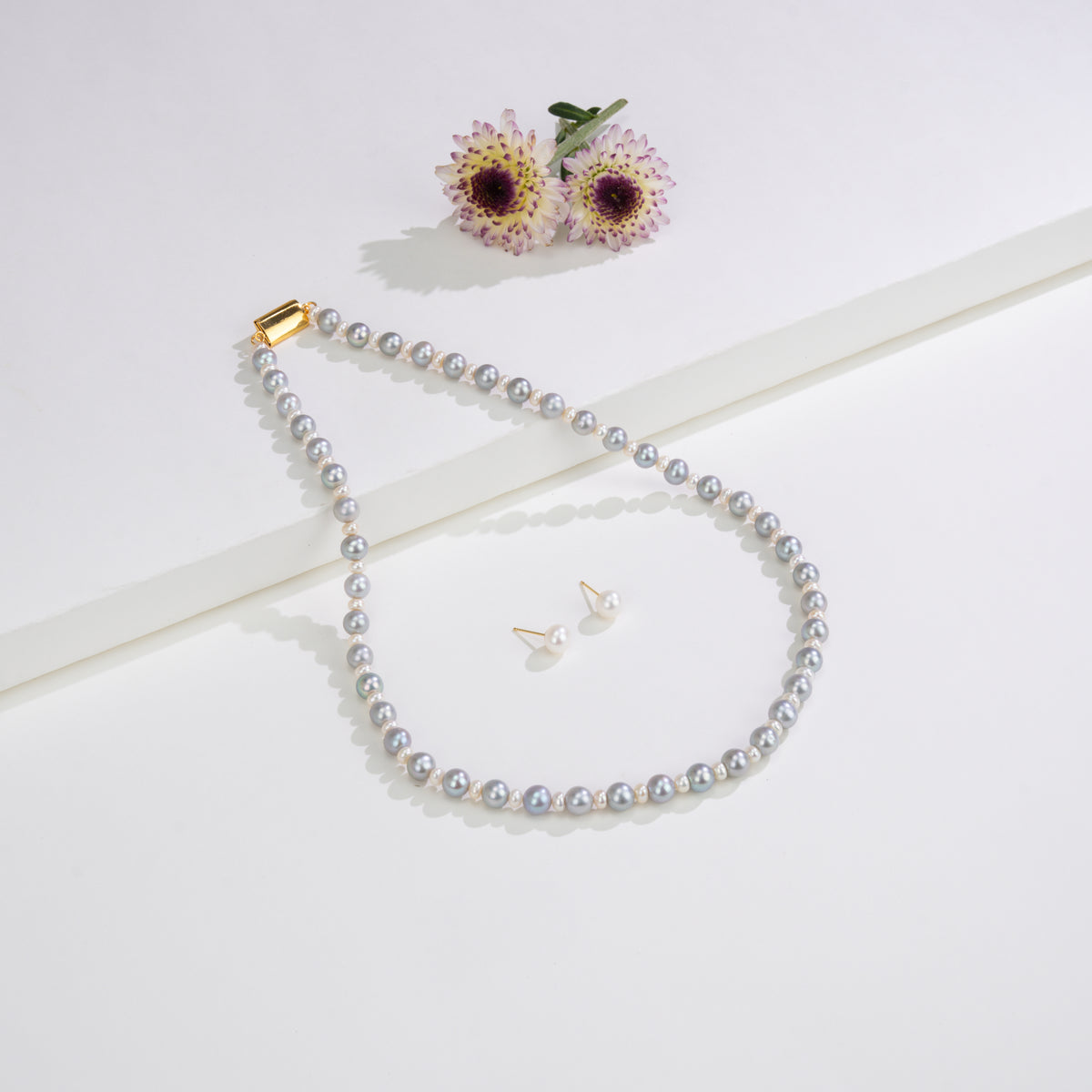 6.0-7.0mm White Mix Freshwater Pearl Necklace Set - AA Quality