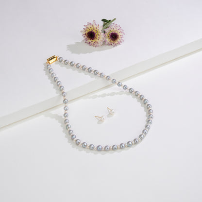 6.0-7.0mm White Mix Freshwater Pearl Necklace Set - AA Quality