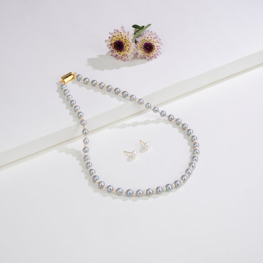 6.0-7.0mm White Mix Freshwater Pearl Necklace Set - AA Quality