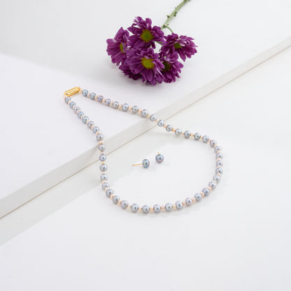 6.0-7.0mm White Mix Freshwater Pearl Necklace Set - AA Quality