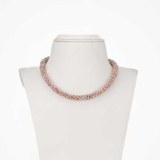 2.0-3.0mm Oval Pink Fancy Freshwater Pearl Necklace Set - AA Quality