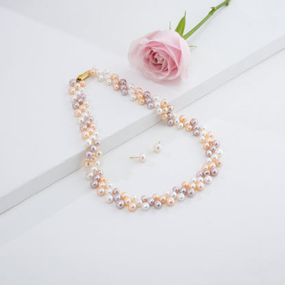 6.0-7.0mm Multicolor Fancy Freshwater Pearl Necklace Set - AA Quality