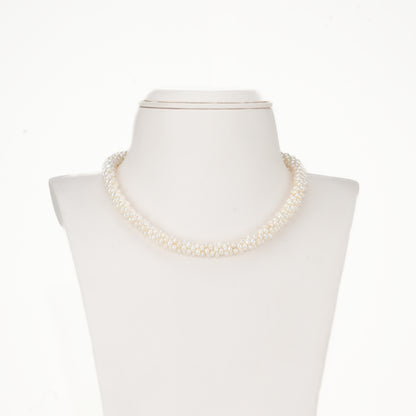 2.0-3.0mm White Oval Fancy Freshwater Pearl Necklace Set - AA Quality