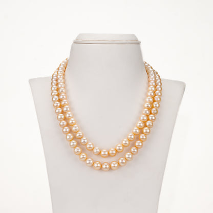 9.0-10.0mm Pink Near Round Freshwater Pearl Necklace Set - AA Quality