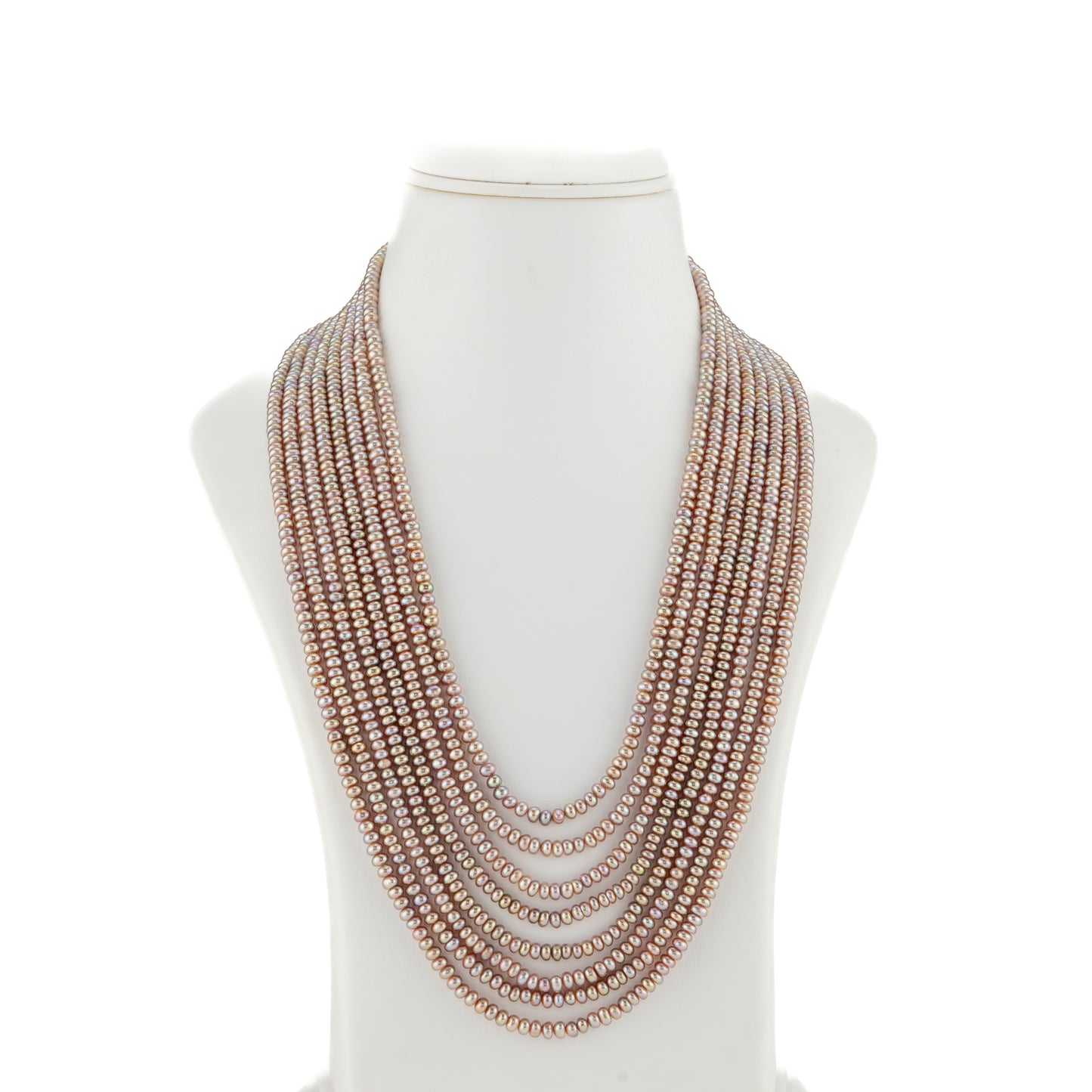 3.0-4.0mm Pink Button Freshwater Pearl Necklace Set - AA Quality