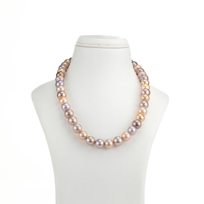 11.0-12.0mm Multicolor Near Round Freshwater Pearl Necklace Set - AA Quality