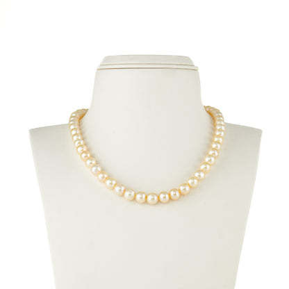 8.0-9.0mm Pink Near Round Freshwater Pearl Necklace Set - AA Quality