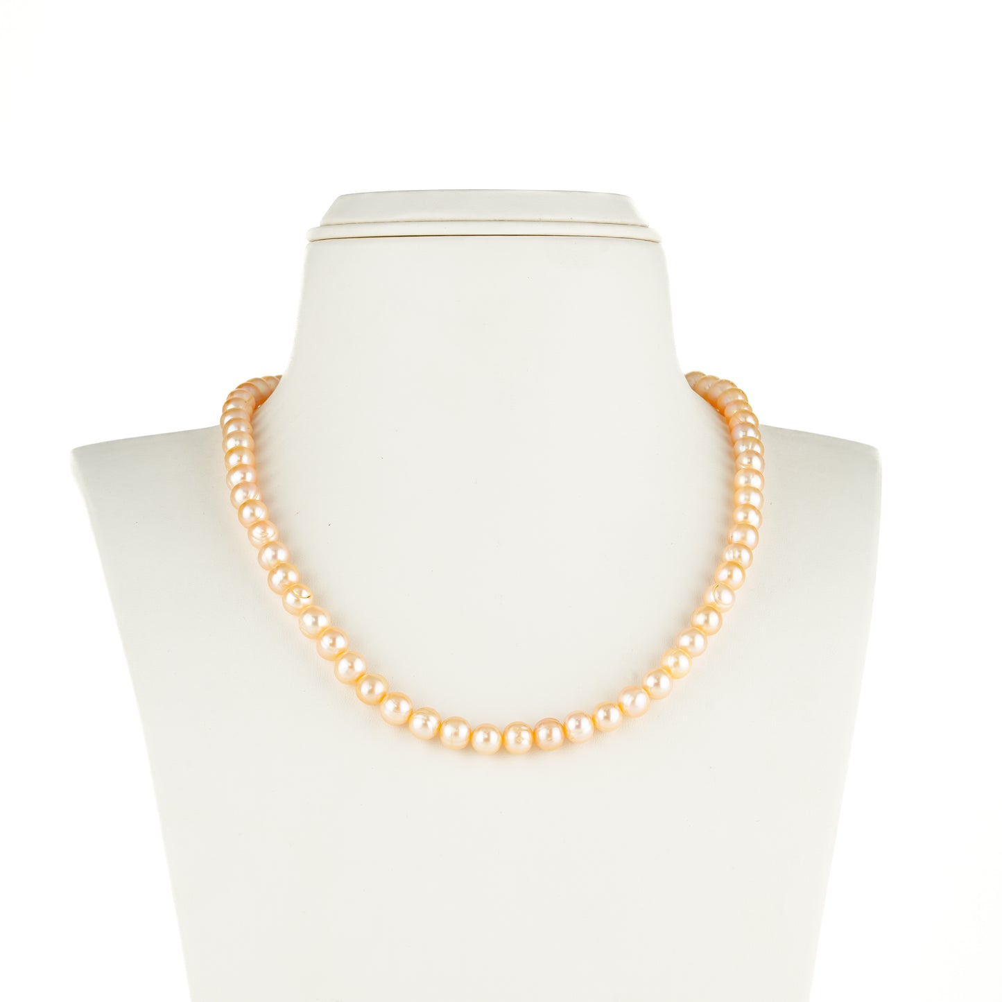 8.0-9.0mm Pink Near Round Freshwater Pearl Necklace Set - A Quality