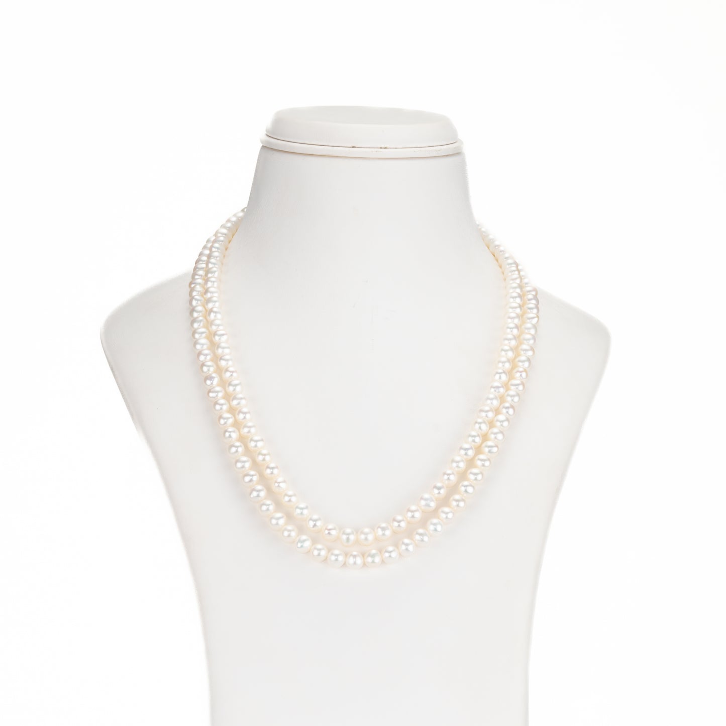 6.0-7.0mm White Near Round Freshwater Pearl Necklace Set - AA Quality