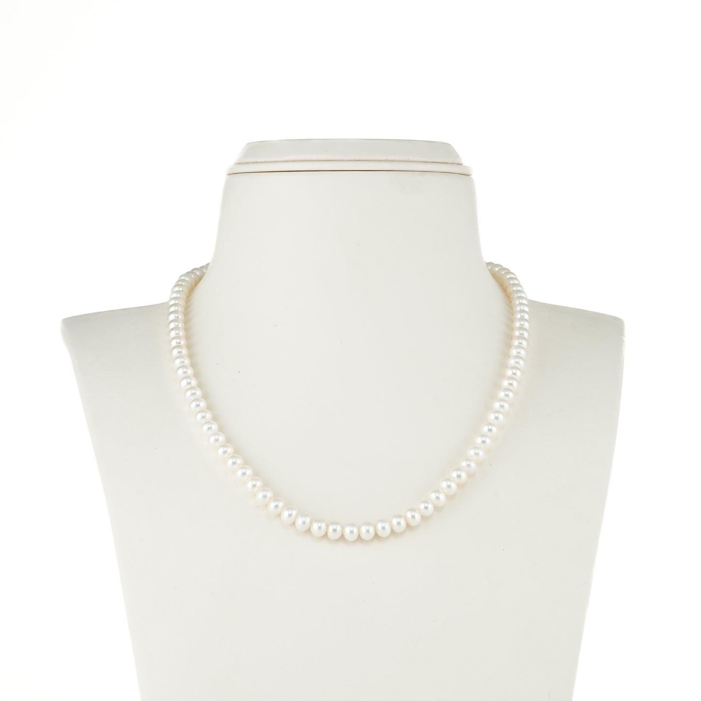 6.0-7.0mm White Near Round Freshwater Pearl Necklace Set - AA Quality