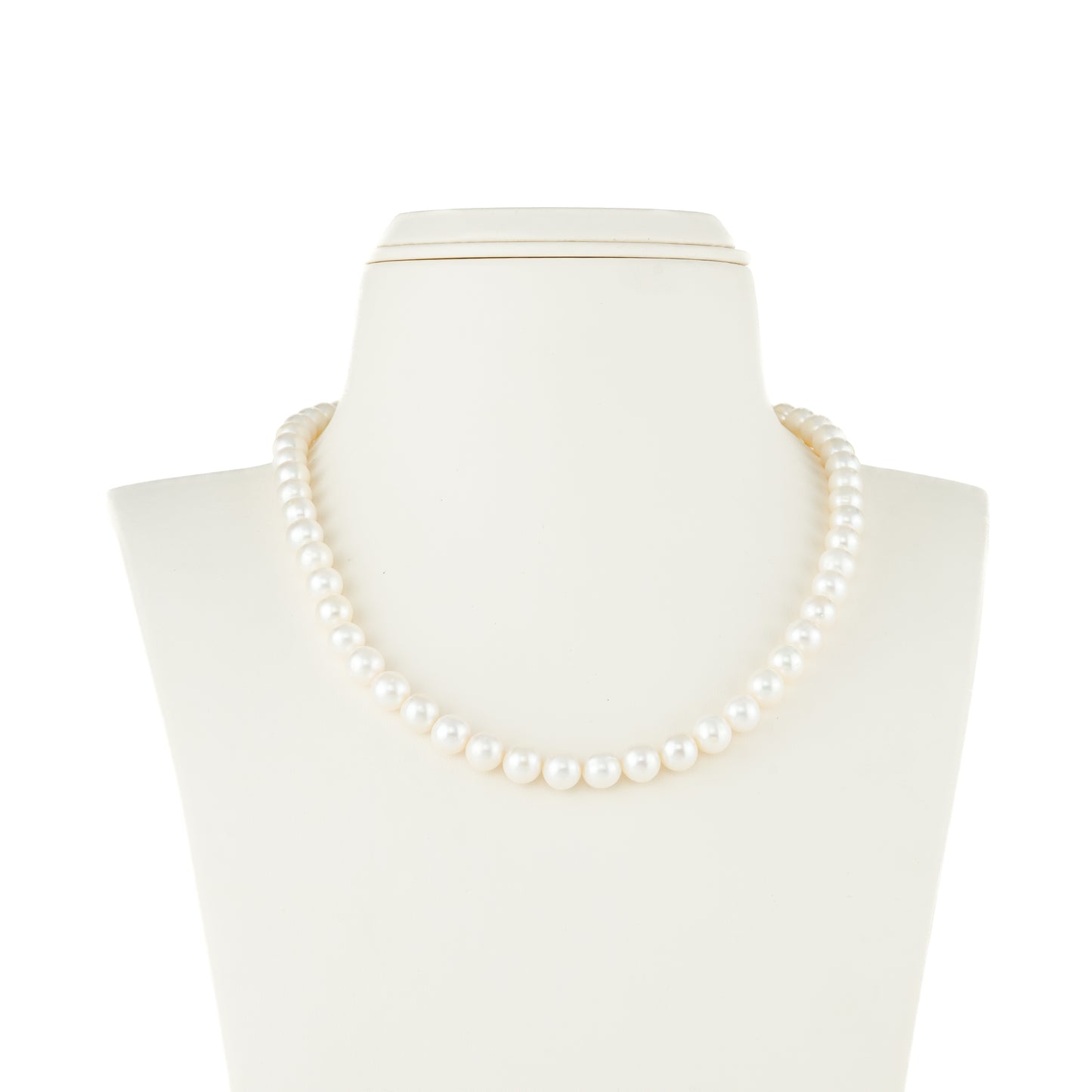 8.0-9.0mm White Near Round Freshwater Pearl Necklace Set - AA Quality