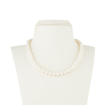 8.0-9.0mm White Near Round Freshwater Pearl Necklace Set - AA Quality