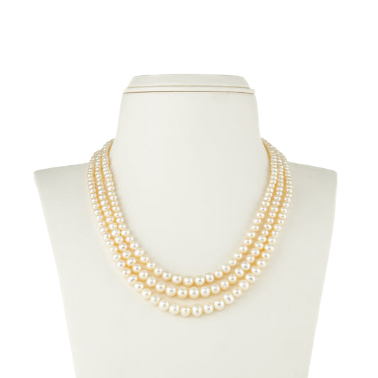 Grading White Near Round Freshwater Pearl Necklace Set - AA Quality