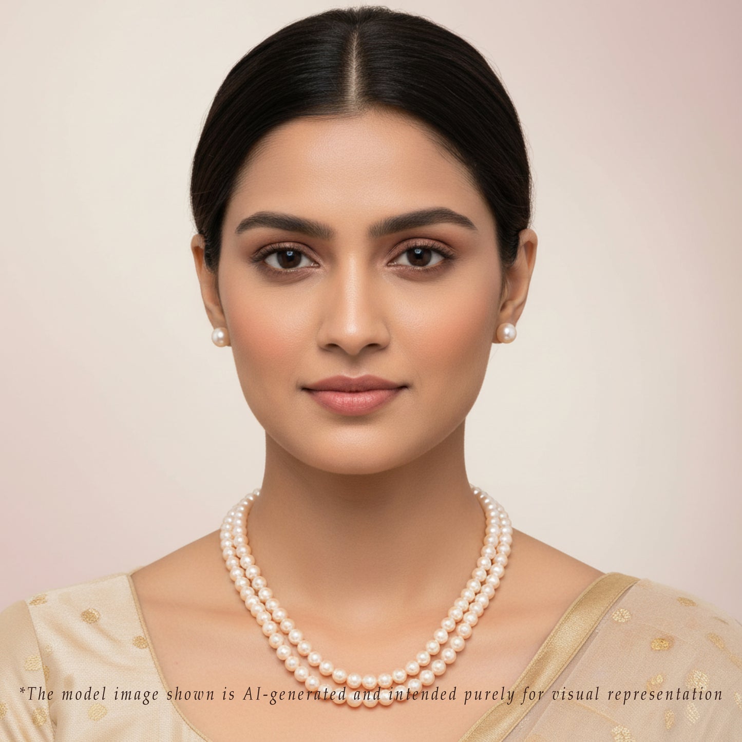 6.0-7.0mm Pink Near Round Freshwater Pearl Necklace Set - AA Quality