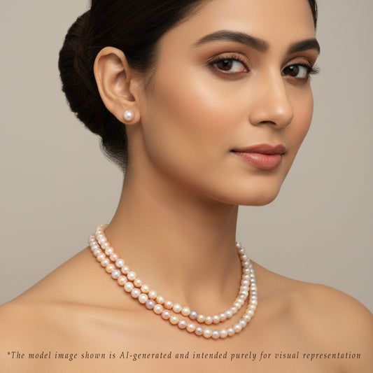 7.0-8.0mm Multicolor Round Freshwater Pearl Necklace Set - AA Quality