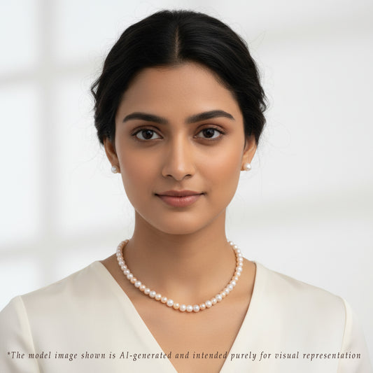 7.0-8.0mm Multicolor Near Round Freshwater Pearl Necklace Set- AA Quality