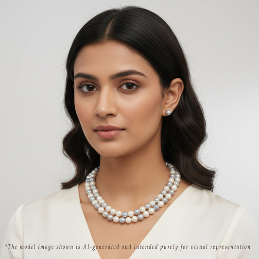 8.0-9.0mm Multicolor Near Round Freshwater Pearl Necklace Set - AA Quality