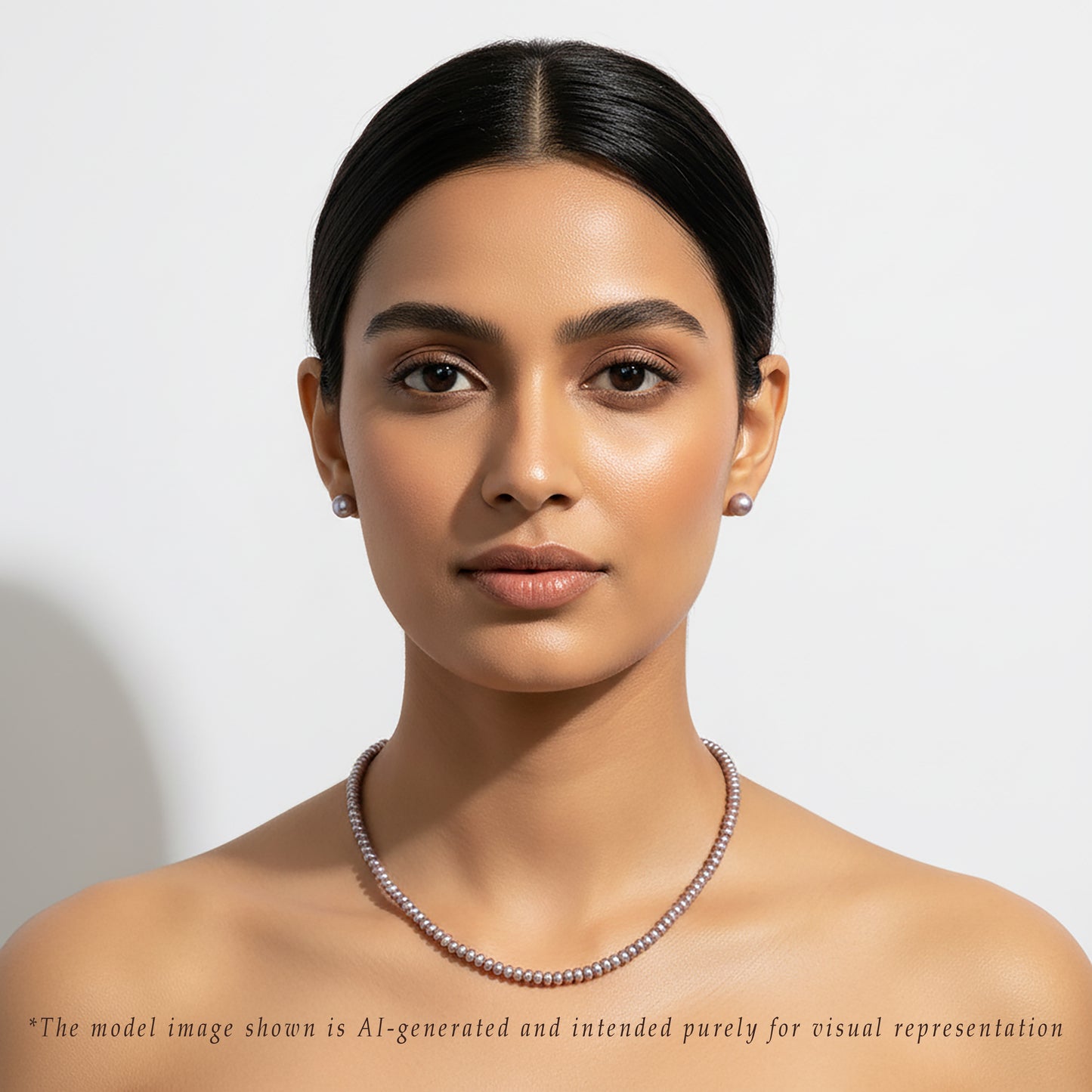 3.0-4.0mm Pink Button Freshwater Pearl Necklace Set - AA Quality