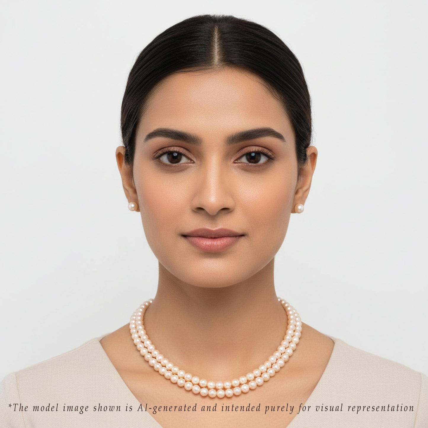 7.0-8.0mm Pink Near Round Freshwater Pearl Necklace Set - AA Quality