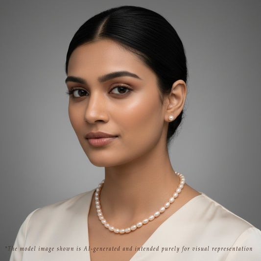 9.0-10.0mm Pink Drop Freshwater Pearl Necklace Set- AA Quality