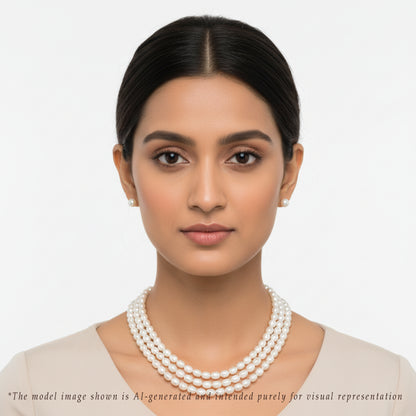 Grading White Drop Freshwater Pearl Necklace Set - AA Quality