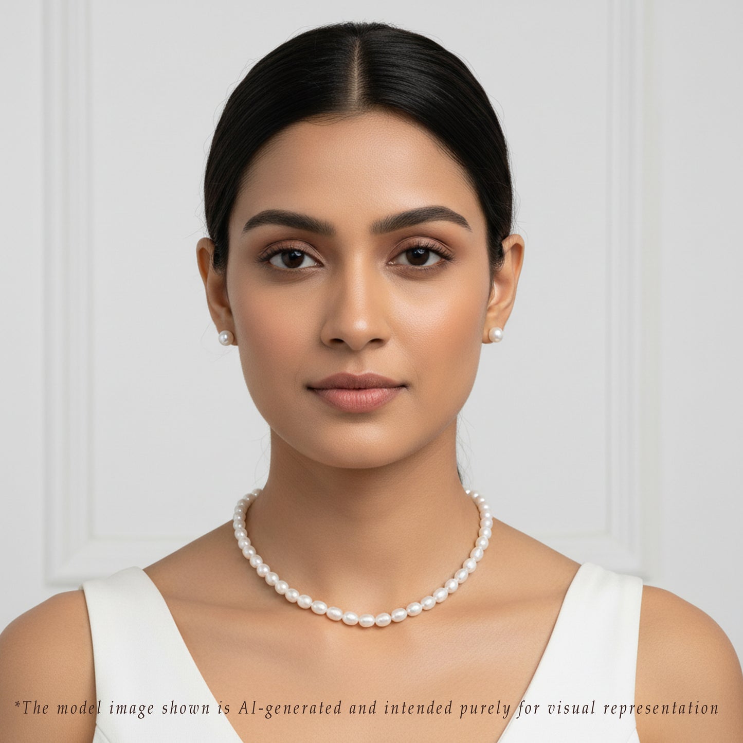 9.0-10.0mm White Drop Freshwater Pearl Necklace Set - AA Quality