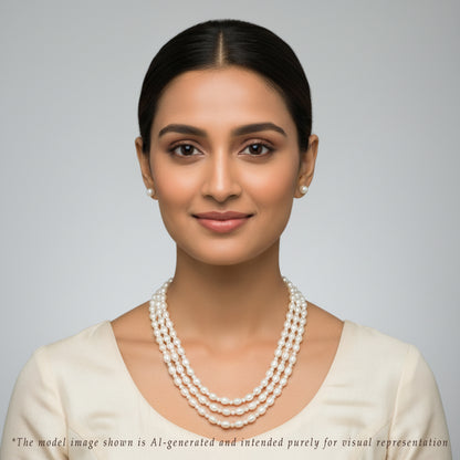8.0-9.0mm White Fancy Freshwater Pearl Necklace Set - AA Quality