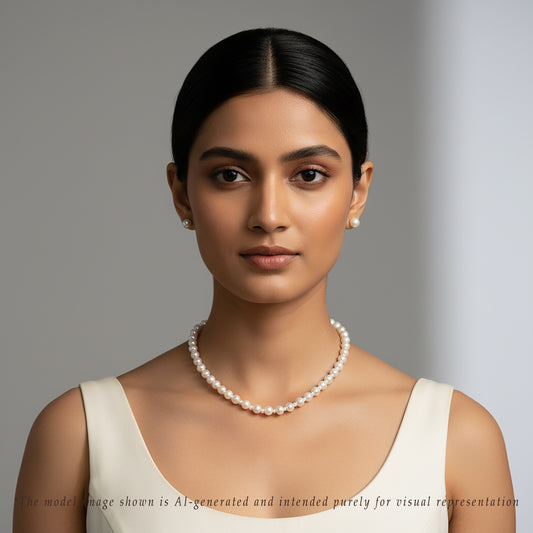 7.0-8.0mm White Mix Freshwater Pearl Necklace Set - AA Quality