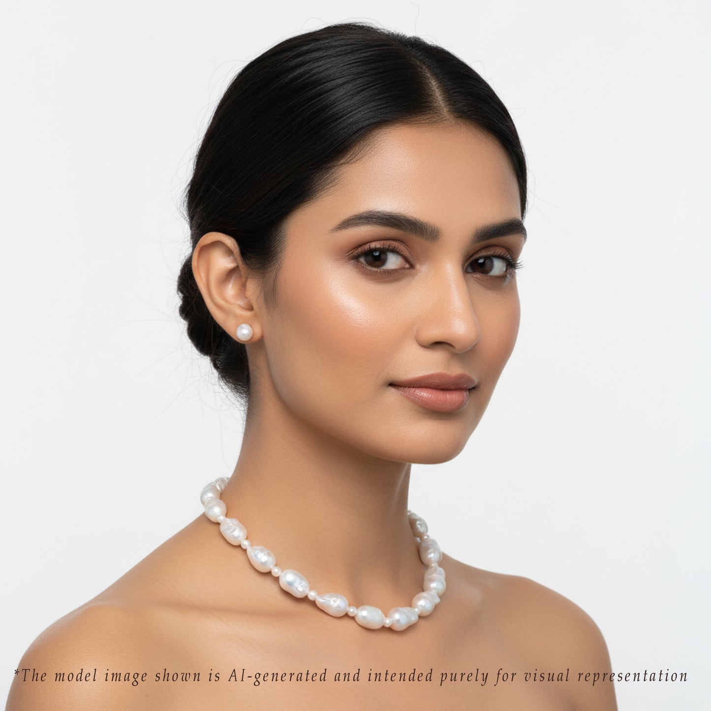 23.0-24.0mm White Mix Baroque Freshwater Pearl Necklace Set - AA Quality