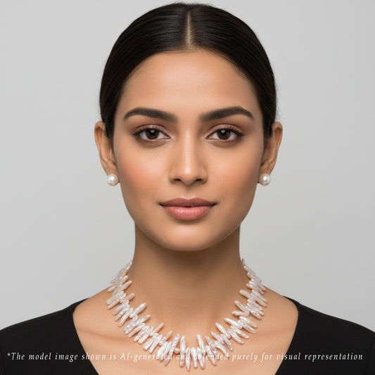 4.0-5.0mm Pink Baroque Fancy Freshwater Pearl Necklace Set - AA Quality