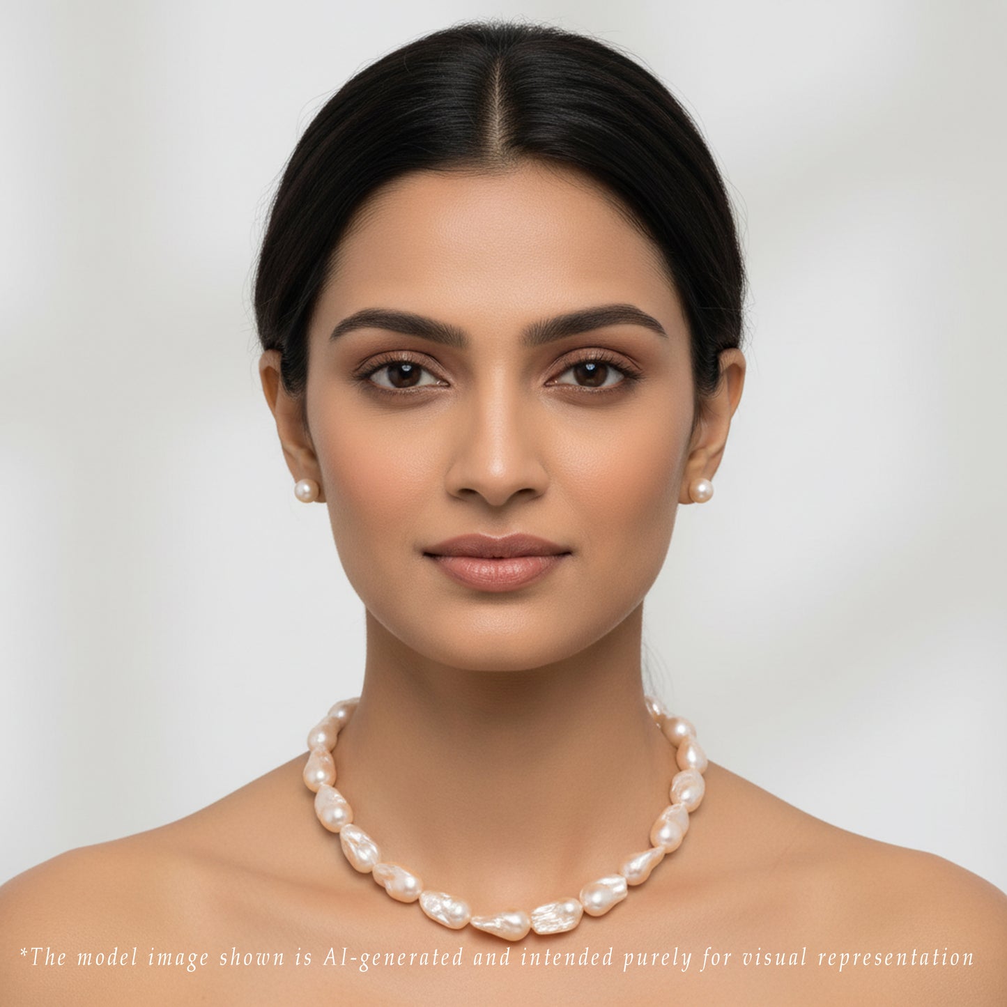 25.0-26.0mm Pink Baroque Freshwater Pearl Necklace Set - AA Quality