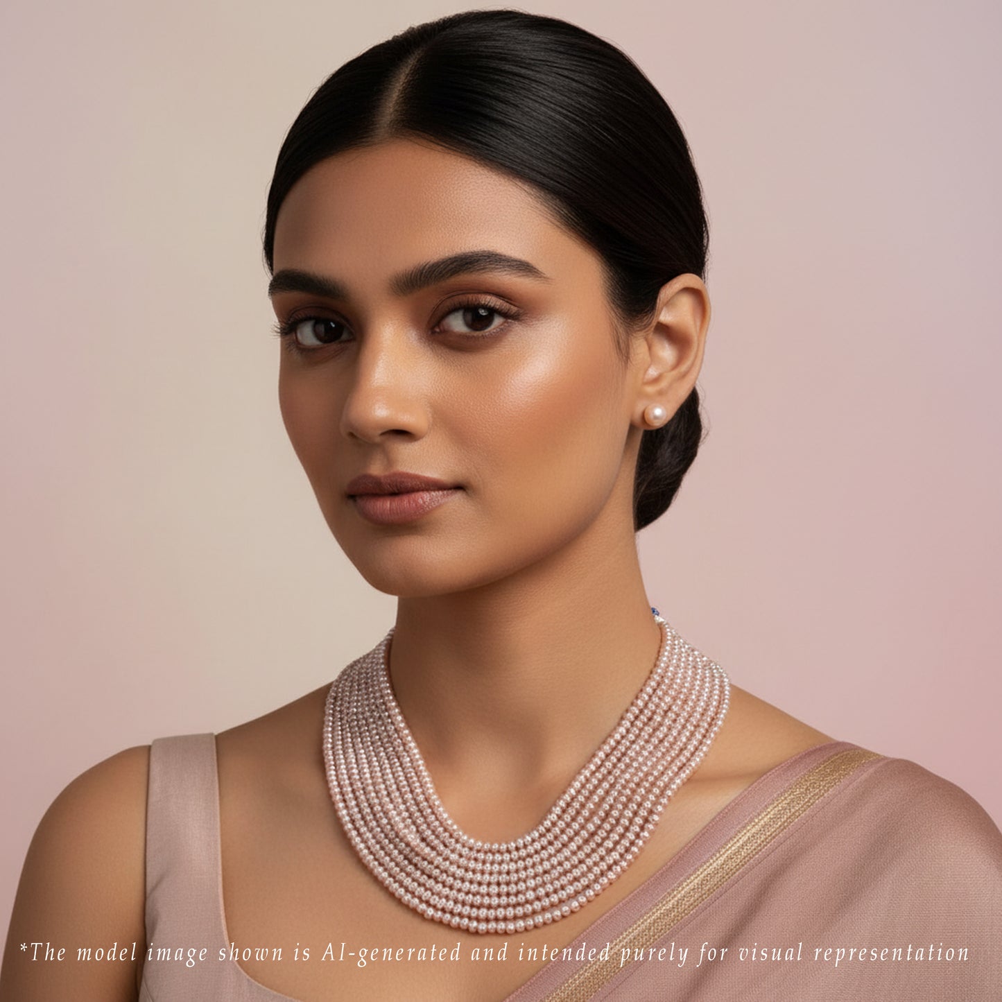 3.0-4.0mm Pink Button Freshwater Pearl Necklace Set - AA Quality