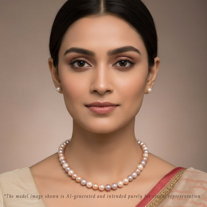 11.0-12.0mm Multicolor Near Round Freshwater Pearl Necklace Set - AA Quality